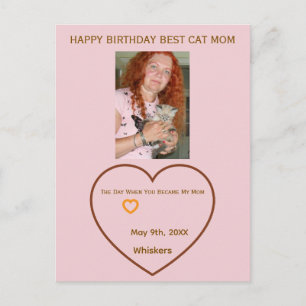 Katzenmutter-Foto-Herzen Individuelle Geburtstagsp Postkarte