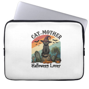 Katzenmutter Halloween Liebhaber schwarzer Hexenhu Laptopschutzhülle
