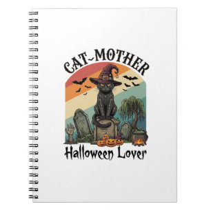 Katzenmutter Halloween Liebhaber schwarzer Hexenhu Notizblock