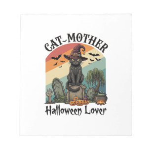 Katzenmutter Halloween Liebhaber schwarzer Hexenhu Notizblock