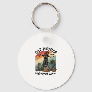 Katzenmutter Halloween Liebhaber schwarzer Hexenhu Schlüsselanhänger