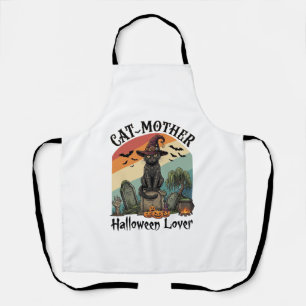 Katzenmutter Halloween Liebhaber schwarzer Hexenhu Schürze
