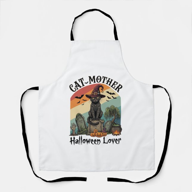 Katzenmutter Halloween Liebhaber schwarzer Hexenhu Schürze (Vorderseite)