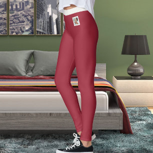 Katzenmutter Haustier Foto Dunkles Maroon Neutrale Leggings