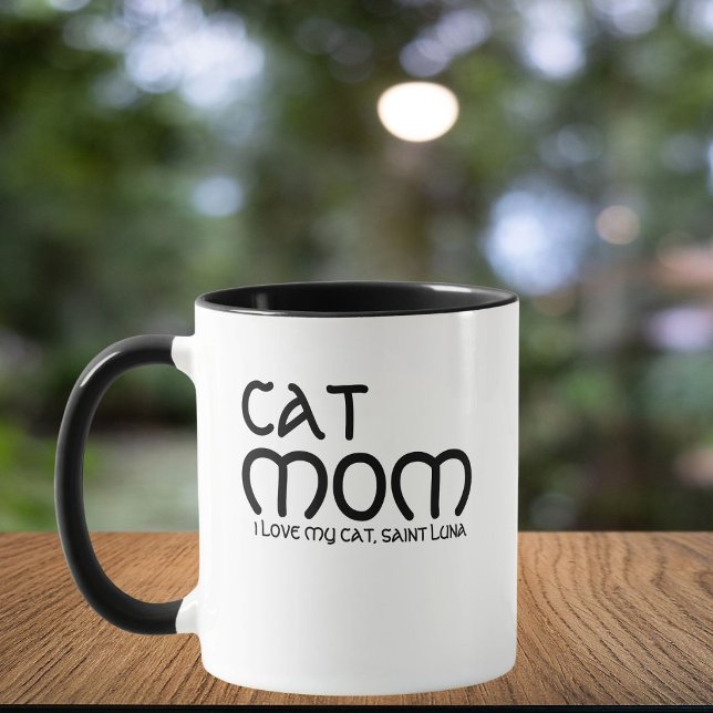 Katzenmutter Haustier Name Schrift Text Schwarz We Tasse (Von Creator hochgeladen)