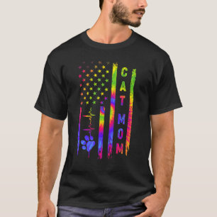 Katzenmutter Herzschlag Tie Dye Amerikanische US-F T-Shirt