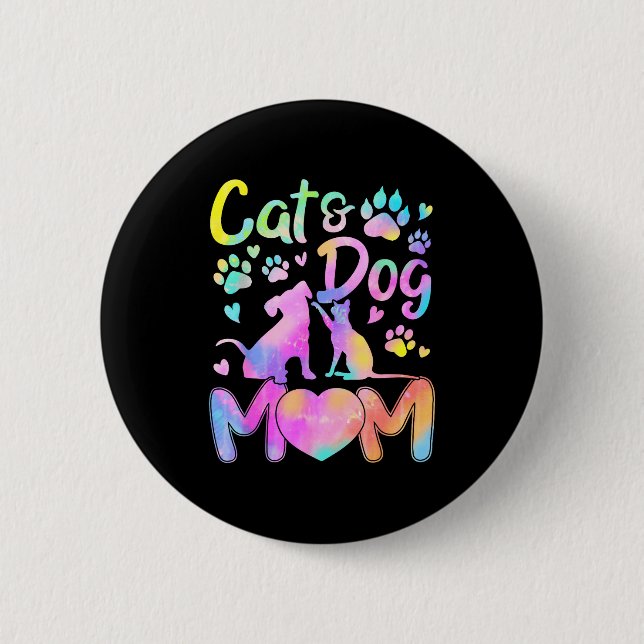 Katzenmutter Hundemutter Mädchen Frauen Muttertag  Button (Vorderseite)