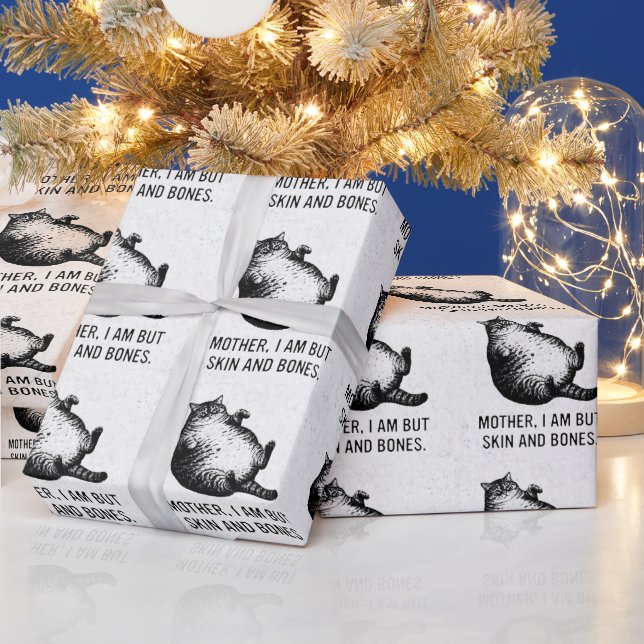 Katzenmutter, ich bin aber nur Haut und Knochen fü Geschenkpapier (Feiertage)