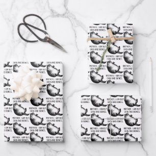 Katzenmutter, ich bin aber nur Haut und Knochen fü Geschenkpapier Set