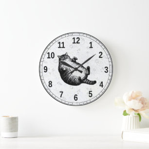 Katzenmutter, ich bin aber nur Haut und Knochen fü Große Wanduhr