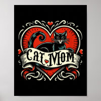 Katzenmutter im Vintage-Tattoo-Stil Lustige Tattoo