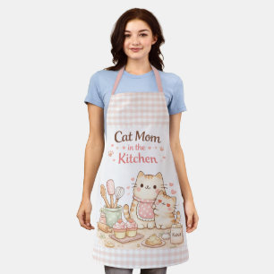 Katzenmutter in der Küche Kawaii Pastell Gingham R Schürze