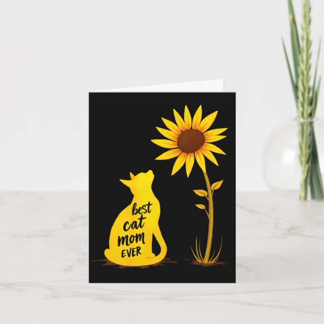 Katzenmutter jemals Sonnenblume Kätzchen Haustierl Karte (Vorderseite)