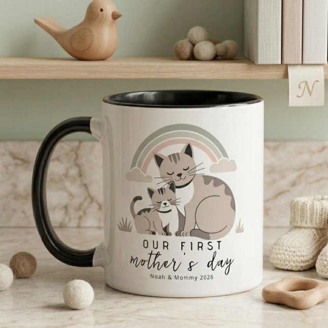 Katzenmutter Kätzchen Erster Muttertag Soft Pastel Tasse (Von Creator hochgeladen)
