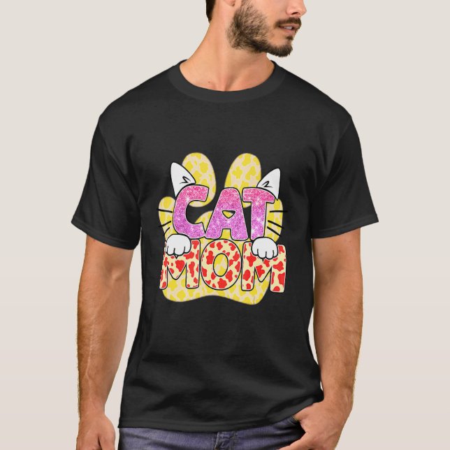 Katzenmutter Leopard Haustier Kätzchen Pfote Mama  T-Shirt (Vorderseite)