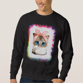 Katzenmutter liebt R Vater Junge Mädchen Tie Dye   Sweatshirt