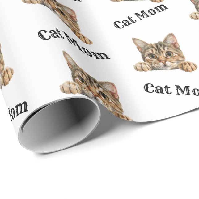 Katzenmutter-Lug-Bramble-Wasserfarbmuster Geschenkpapier (Rolleneckpunkt)
