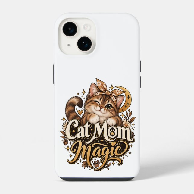 Katzenmutter-Magie-Handy | Ästhetische Katzenmutte iPhone Hülle (Rückseite)