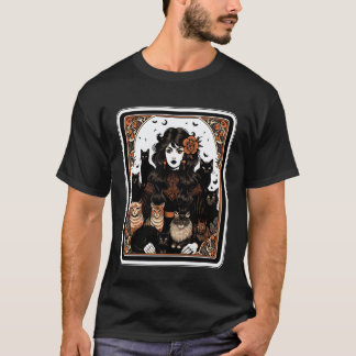 Katzenmutter mit Mond und Tarot T-Shirt