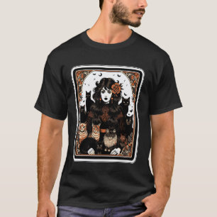 Katzenmutter mit Mond und Tarot T-Shirt
