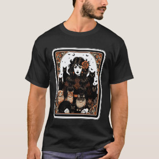 Katzenmutter mit Mond und Tarot T-Shirt
