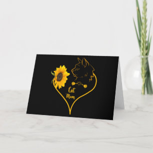 Katzenmutter mit Sonnenblume Süße Katzenliebhaber  Karte