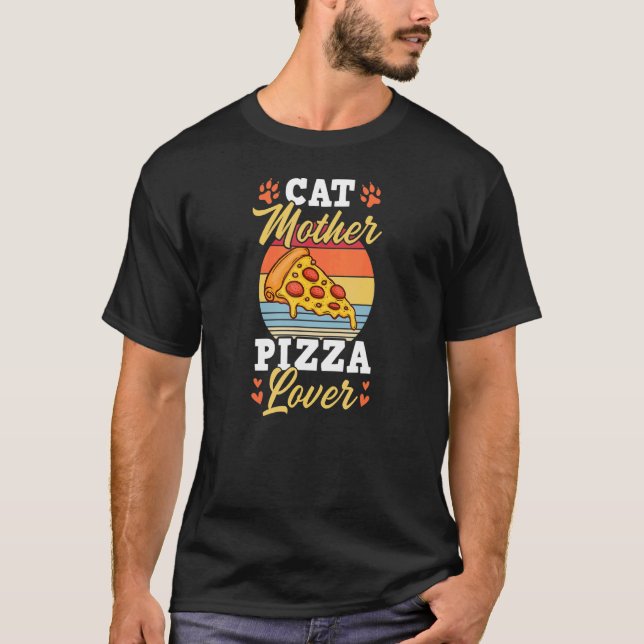 Katzenmutter Pizza  Katzenmama Muttertag T-Shirt (Vorderseite)