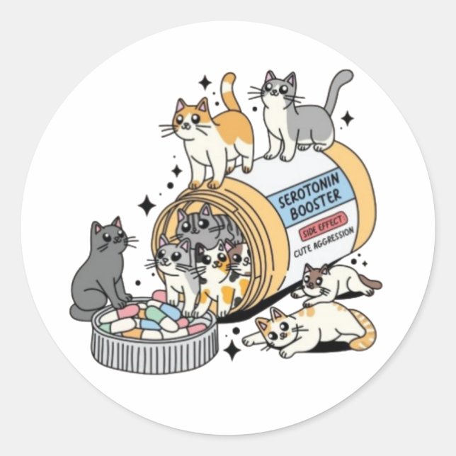 Katzenmutter Runder Aufkleber (Vorderseite)