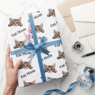 Katzenmutter schaut hervor LaPerm Wiederholungsmus Geschenkpapier