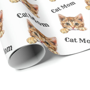 Katzenmutter schaut hinter dem Rand hervor Cheetoh Geschenkpapier