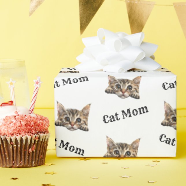 Katzenmutter schaut Lambkin Wiederholungsmuster Geschenkpapier (Geburtstagsparty)