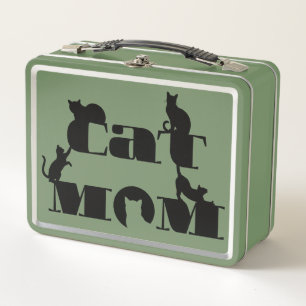 Katzenmutter-Silhouette-Typografie Metall Brotdose