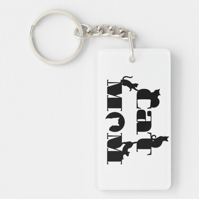 Katzenmutter-Silhouette-Typografie Schlüsselanhänger (Vorderseite)