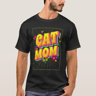 Katzenmutter Süß 70er Inspirierte Retro Blumen für T-Shirt