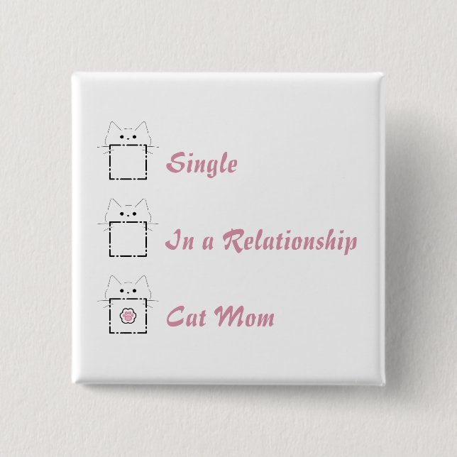 Katzenmutter Süße Katze Weißer und Rosa Knopf Button (Vorderseite)