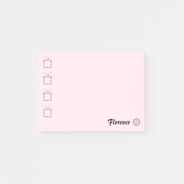 Katzenmutter Süße Katzenpfote Rosa Post-it Klebezettel (Vorderseite)