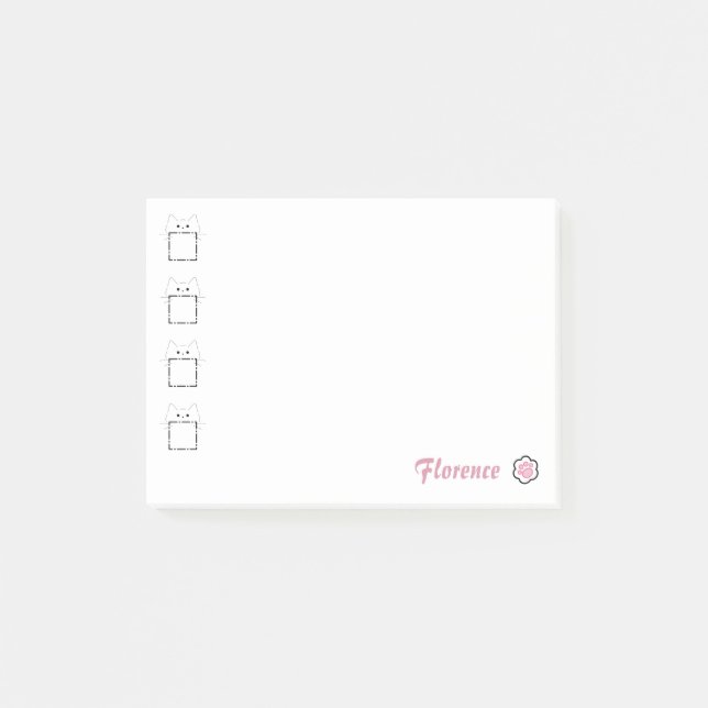 Katzenmutter Süße Katzenpfote Weiß & Rosa Post-it Klebezettel (Vorderseite)