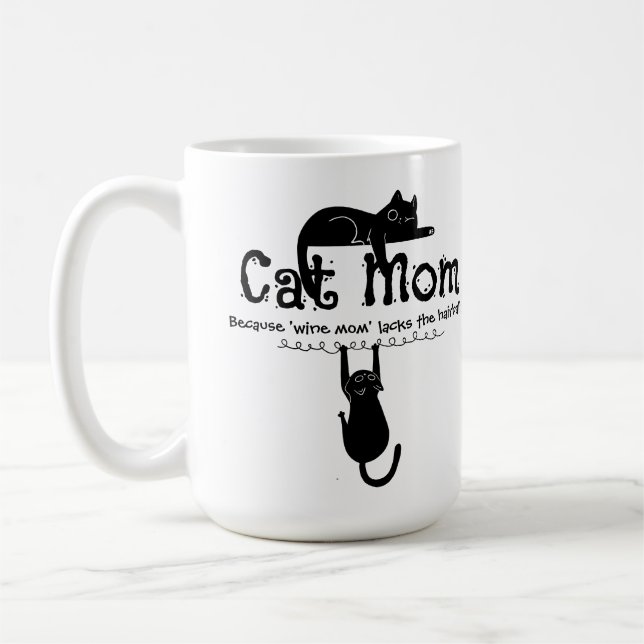Katzenmutter Weil Wein-Mama Lustiger Spruch Kaffeetasse (Links)