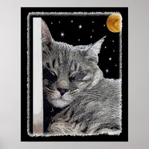 Katzennicker-Gemälde für Katzenliebhaber auf Schwa Poster