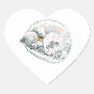 Katzennickerchen Herz-Aufkleber