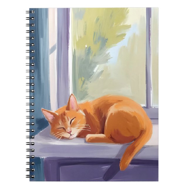 Katzennickerchen | Orange Kitten Wasserfarbe Haust Notizblock (Vorderseite)