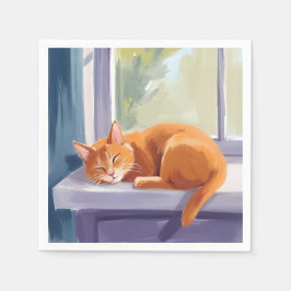 Katzennickerchen | Orange Kitten Wasserfarbe Haust Serviette