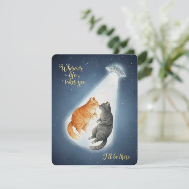 Katzenpaar Romantische Valentinstag- und Hochzeits Feiertagskarte (Stehend Vorderseite)