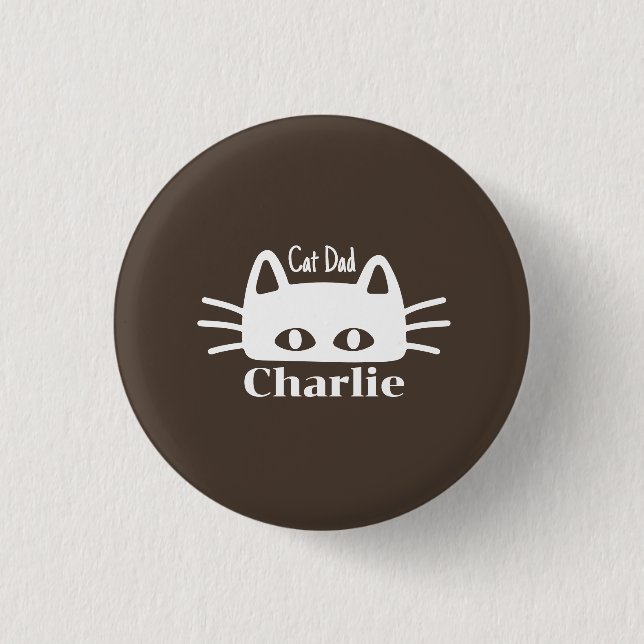 Katzenpapa benutzerdefinierter Katzenname Button (Vorderseite)