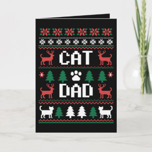 Katzenpapa hässlicher Weihnachtspullover Pfote Ren Karte