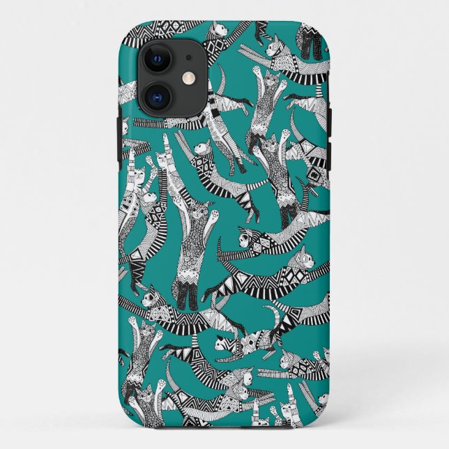 KatzenParty aquamarin Case-Mate iPhone Hülle (Rückseite)