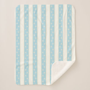 Katzenpaw-Prints Blassblau und antike weiße Streif Sherpadecke