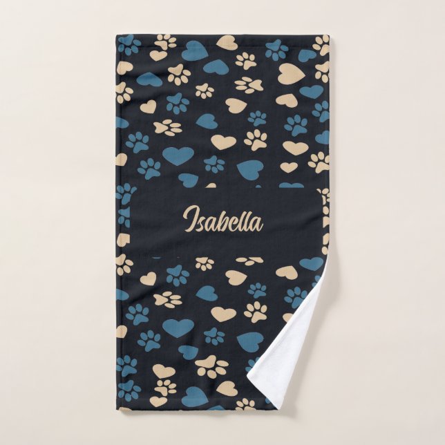 Katzenpaw-Prints und Herz-Muster Handtuch (Handtuch)