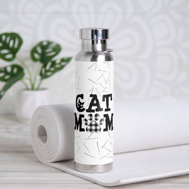 Katzenpawprint Mama mit Katzenhaaren Trinkflasche (Yoga)
