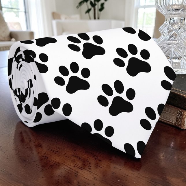 Katzenpfote Retro Schwarz-Weiß Maßgeschneiderte Kr Krawatte (Von Creator hochgeladen)